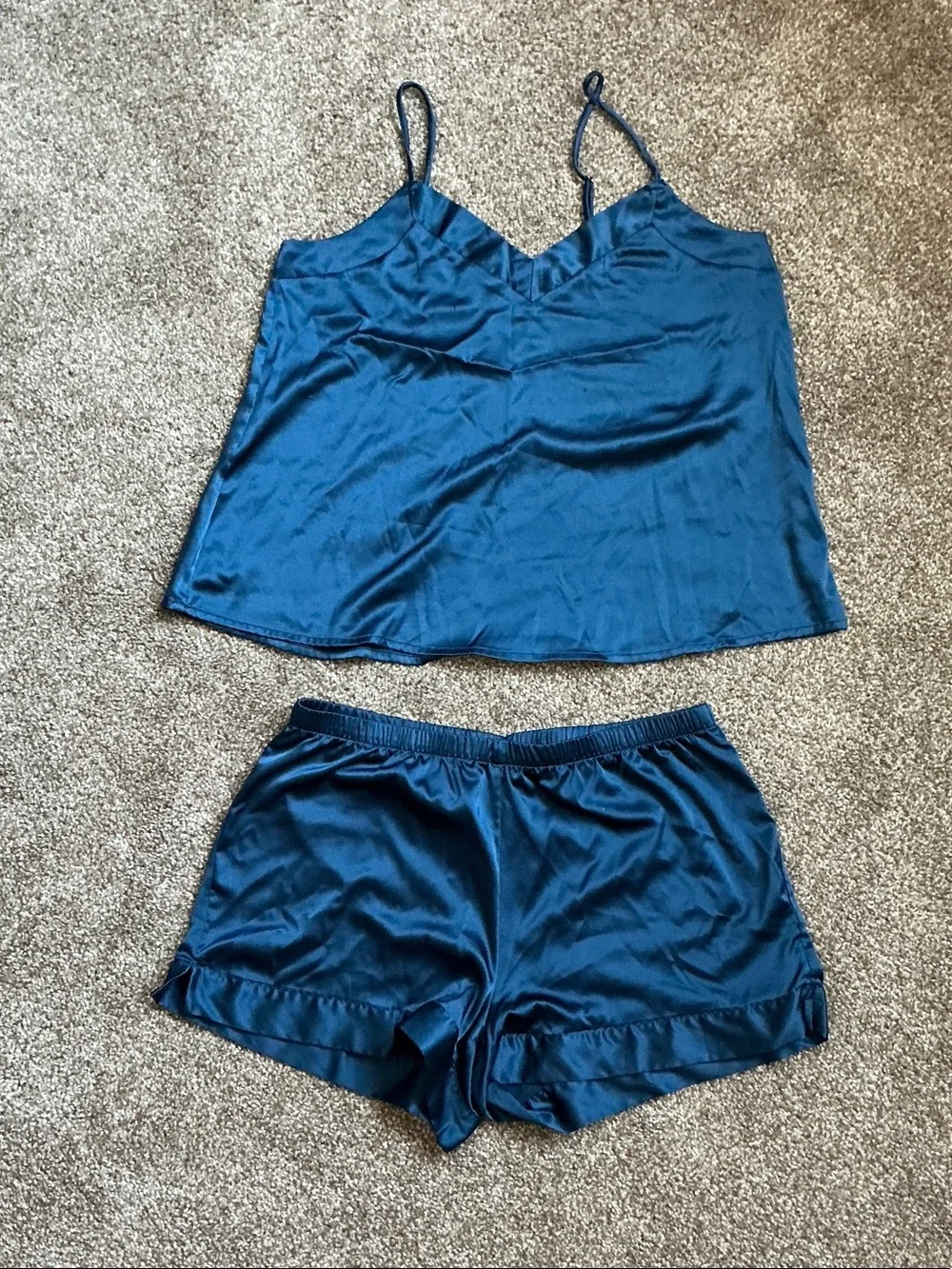 Stars Above Satin Cami & Shorts Sleep Set - Deep Blue xs